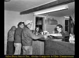 (L-R) Sam Crooks and Orlan & Gus Bahn, farmers from west of Monticello.  Next is Kenneth DeNure from east of town.  Hilda Milbrandt and Alwina Gempeler are kitchen staff.